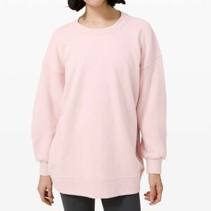 Lululemon Perfectly Oversized Crew Sweater Light Pink Womens Size 4 Cotton Terry